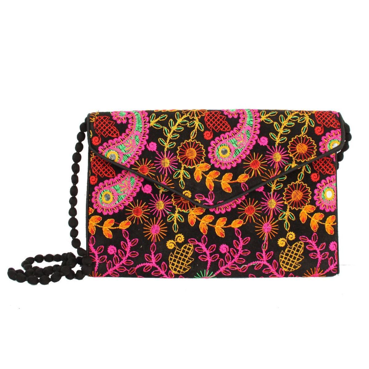 Black Embroidered Envelope Clutch|11.75 x 7.75 inches - Premium Wholesale Fashion Accessories from Pinktown - Just $14! Shop now at chiquestyles