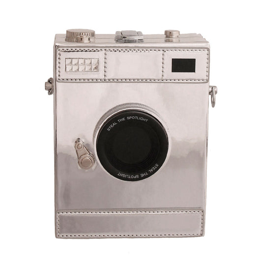 Shiny Silver Camera Handbag|7 x 5.25 x 2.25 inches - Premium Wholesale Fashion Accessories from Pinktown - Just $51! Shop now at chiquestyles