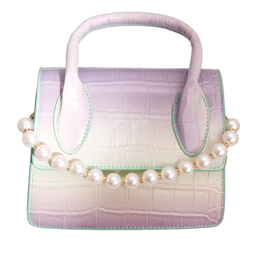 Purple and Green Croc Flap Satchel Handbag|7.75 x 6 x 3 inches - Premium Wholesale Fashion Accessories from Pinktown - Just $51! Shop now at chiquestyles