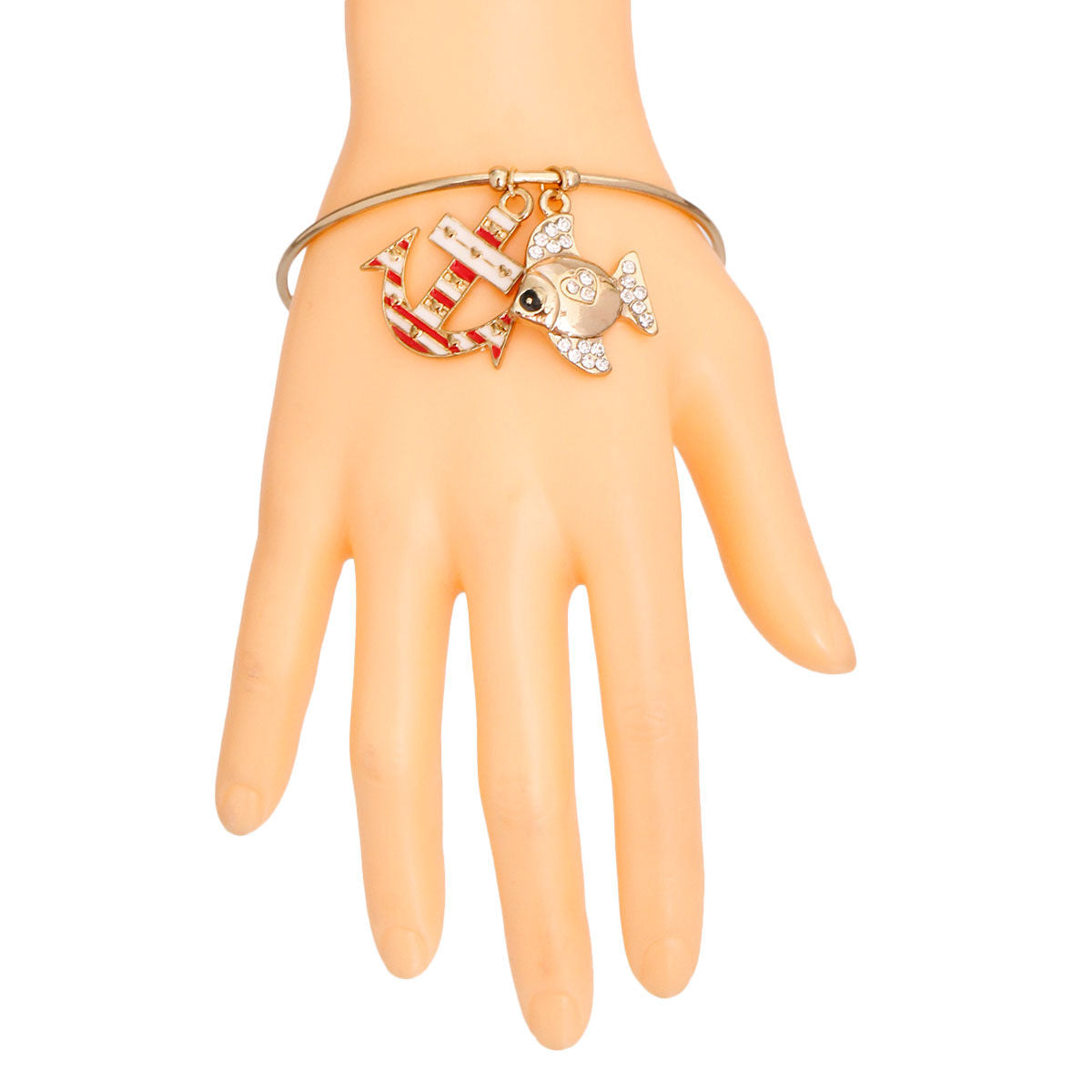 Burnished Gold Fish Charm Bracelet|Adustable - Premium Wholesale Jewelry from Pinktown - Just $5! Shop now at chiquestyles