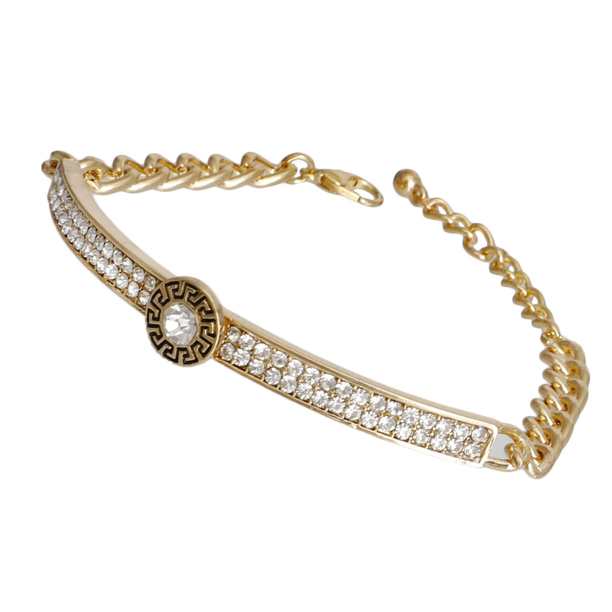 Designer Gold Half Chain Bangle - Premium Wholesale Jewelry from Pinktown - Just $12! Shop now at chiquestyles