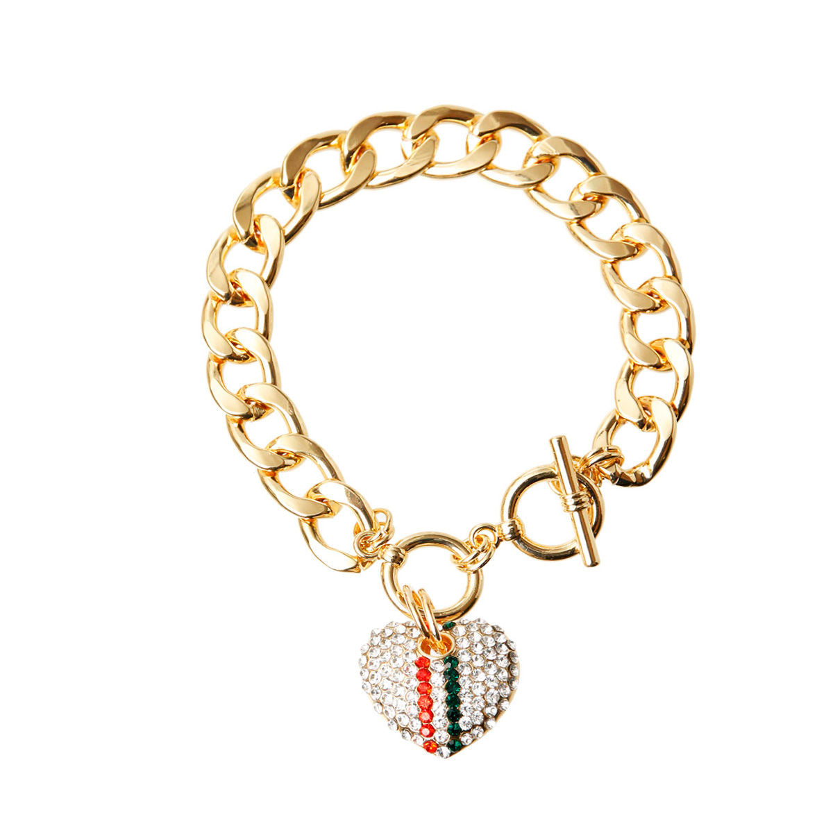 Rhinestone Heart Toggle Bracelet|8 inches - Premium Wholesale Jewelry from Pinktown - Just $9! Shop now at chiquestyles