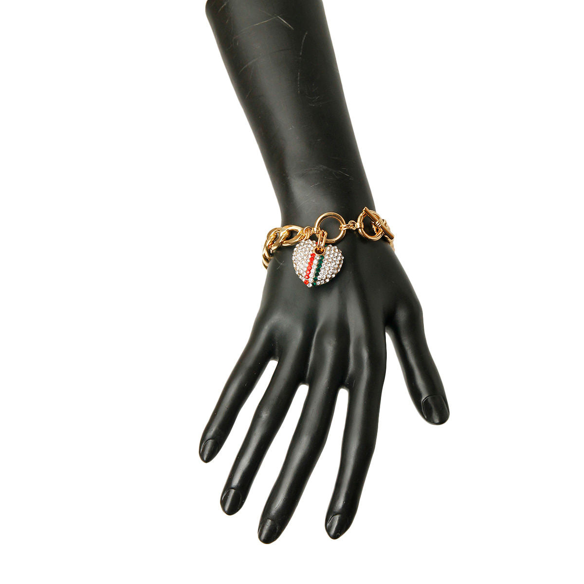 Rhinestone Heart Toggle Bracelet|8 inches - Premium Wholesale Jewelry from Pinktown - Just $9! Shop now at chiquestyles