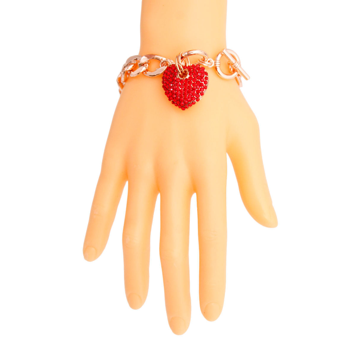 Red Rose Gold Heart Toggle Bracelet|8 inches - Premium Wholesale Jewelry from Pinktown - Just $9! Shop now at chiquestyles