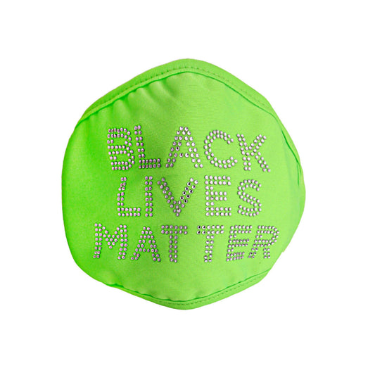 Neon Green Rhinestone BLACK LIVES MATTER Mask|Stretch to Fit - Premium Wholesale Fashion Accessories from Pinktown - Just $6! Shop now at chiquestyles