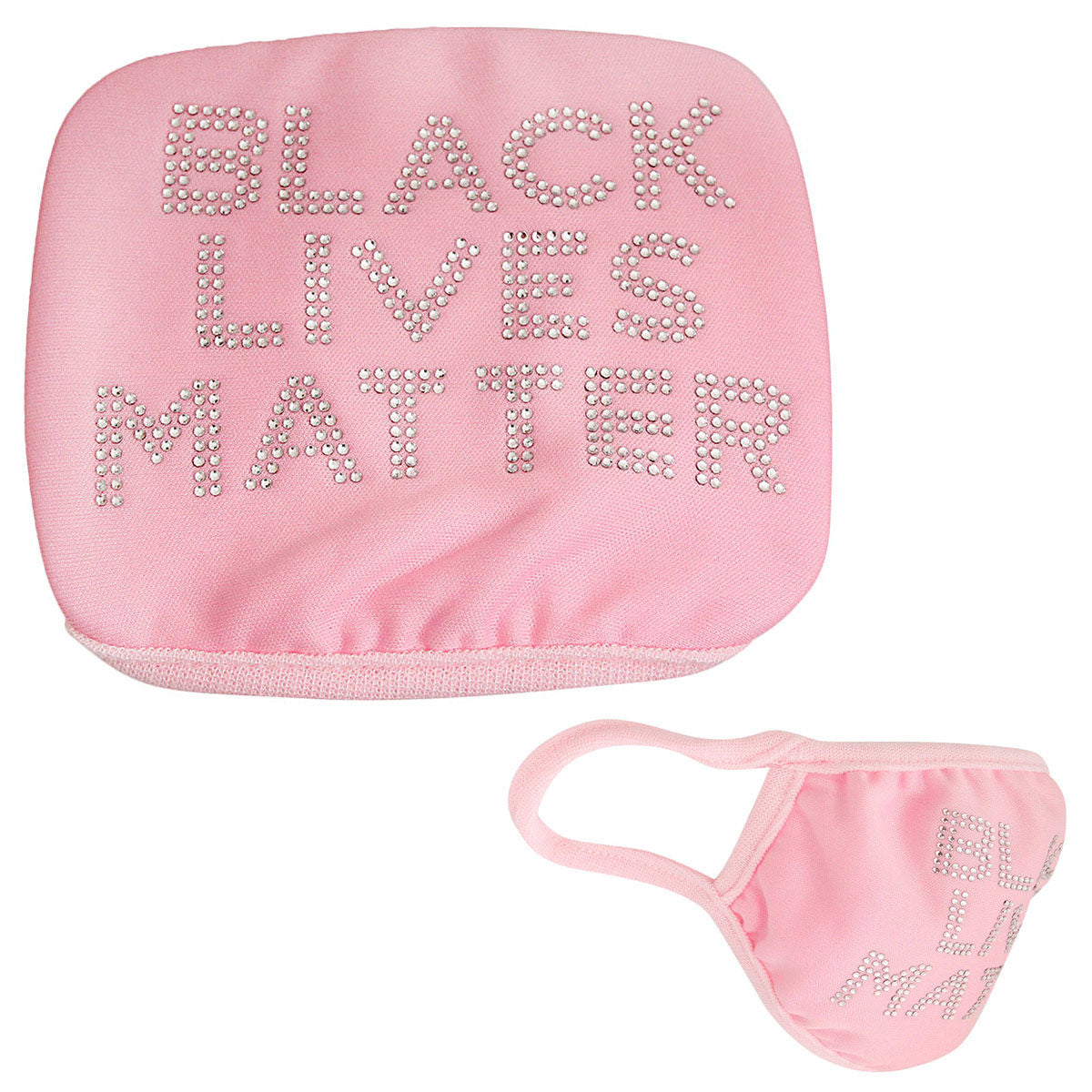 Pink Rhinestone BLACK LIVES MATTER Mask|Stretch to Fit - Premium Wholesale Fashion Accessories from Pinktown - Just $6! Shop now at chiquestyles