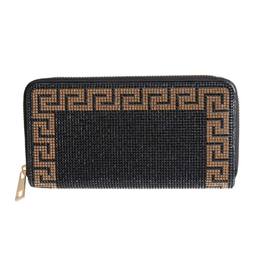 Gold Greek Key Designer Wallet|7.5 x 4 x 1.25 inches - Premium Wholesale Fashion Accessories from Pinktown - Just $30! Shop now at chiquestyles