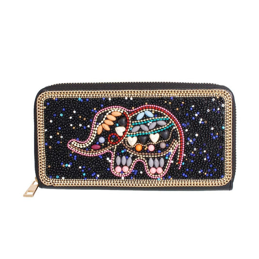 Elephant Beaded Wallet|7.6 x 4.2 x 1.25 inches - Premium Wholesale Fashion Accessories from Pinktown - Just $33! Shop now at chiquestyles