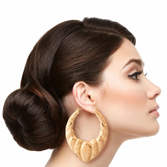 Textured Gold Teardrop Hoops|3.5 inches - Premium Wholesale Jewelry from Pinktown - Just $6! Shop now at chiquestyles