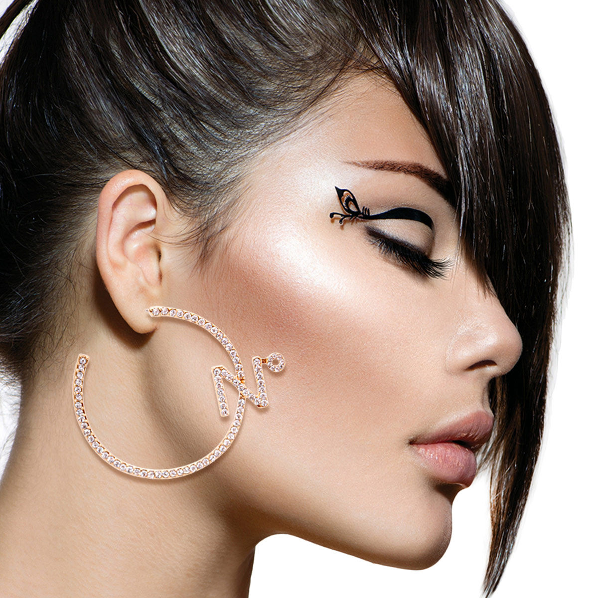 N Gold Rhinestone Hoops|2.25 inches - Premium Wholesale Jewelry from Pinktown - Just $11! Shop now at chiquestyles