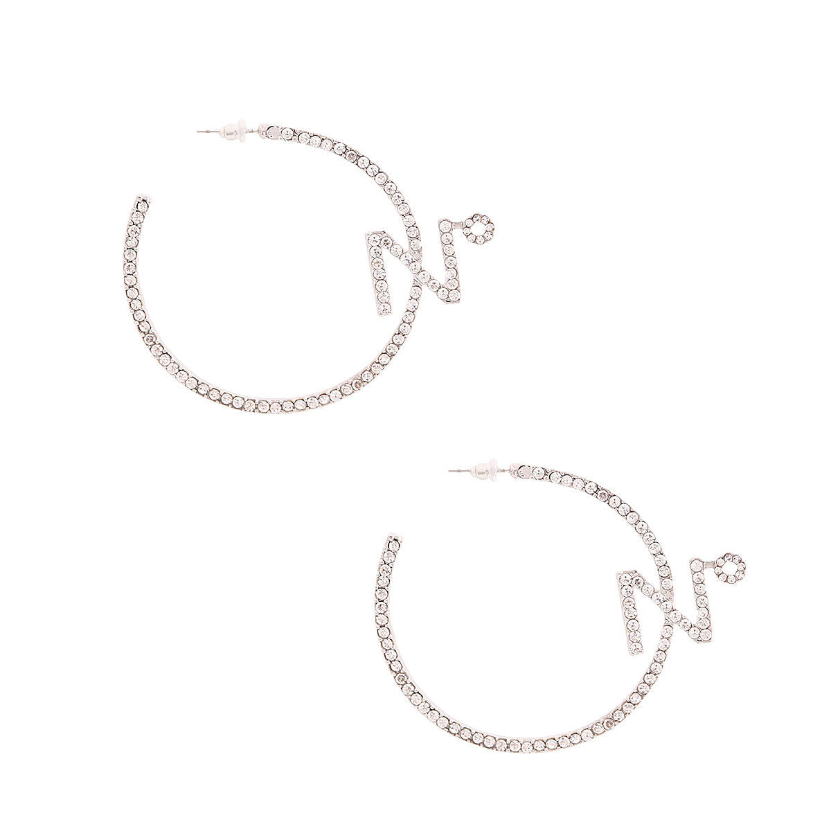 N Silver Rhinestone Hoops|3 inches - Premium Wholesale Jewelry from Pinktown - Just $11! Shop now at chiquestyles