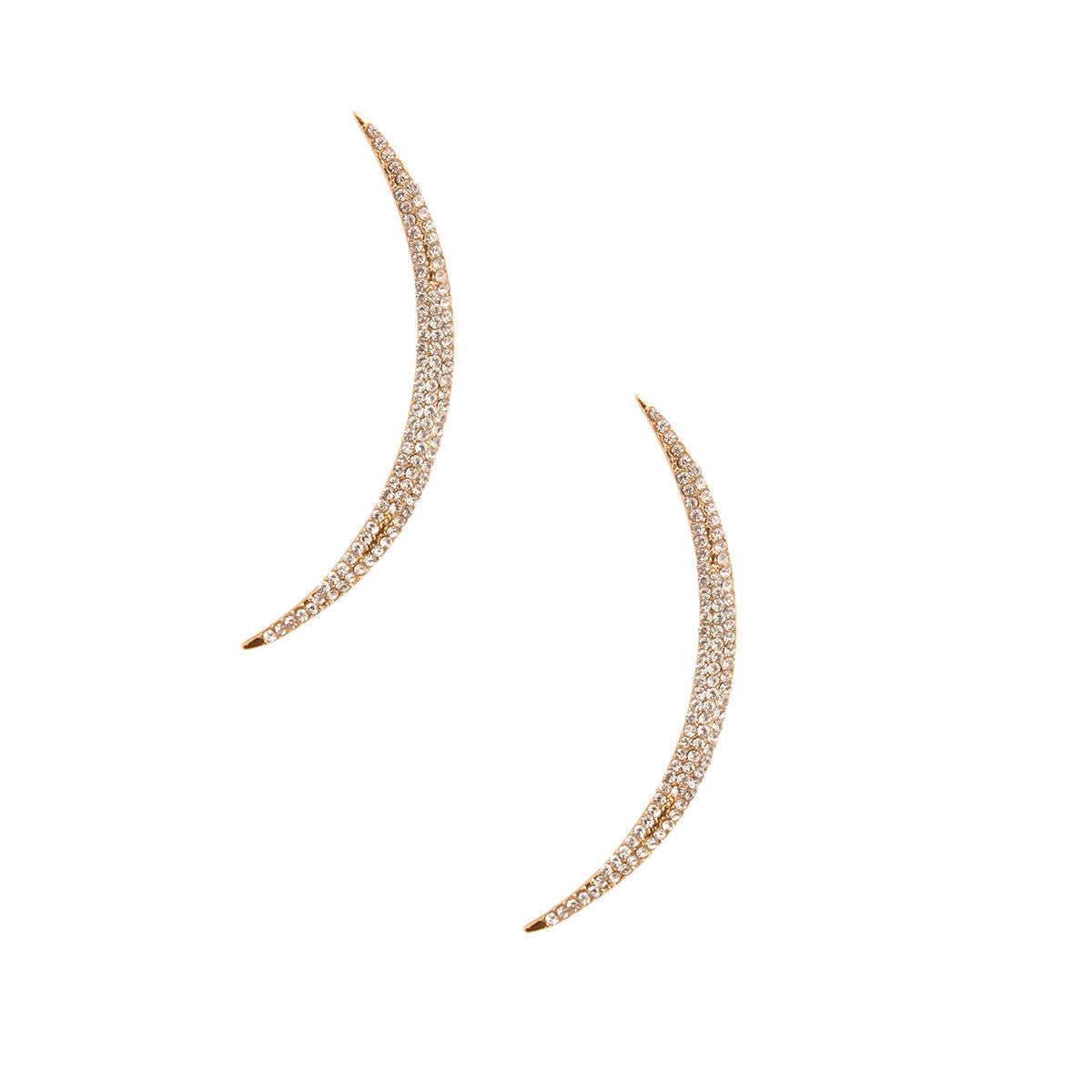 Gold and Clear Curved Bar Earrings|4 inches - Premium Wholesale Jewelry from Pinktown - Just $11! Shop now at chiquestyles