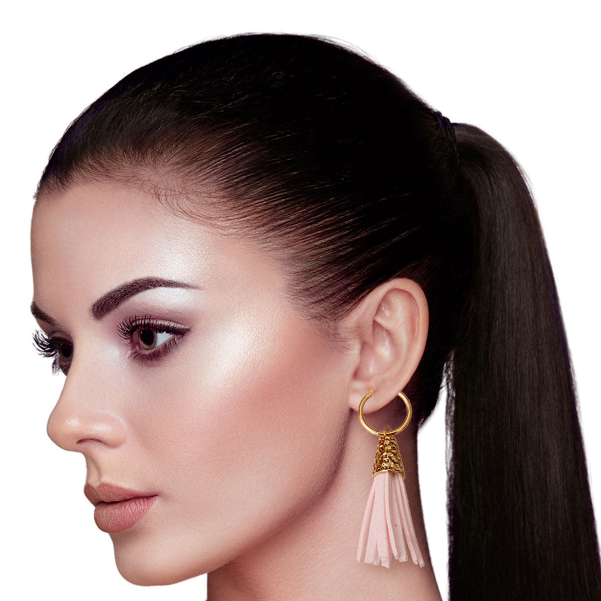 Pink Tassel Baby Hoop Earrings|3 inches - Premium Wholesale Jewelry from Pinktown - Just $7! Shop now at chiquestyles