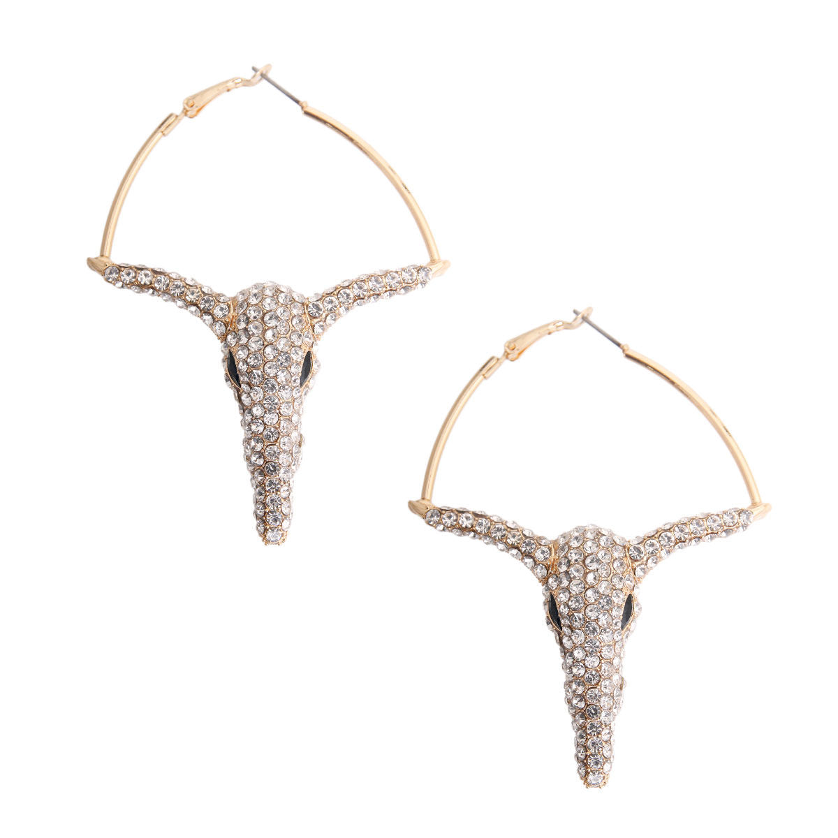 Gold Rhinestone Steer Hoops|3.25 inches - Premium Wholesale Jewelry from Pinktown - Just $14! Shop now at chiquestyles