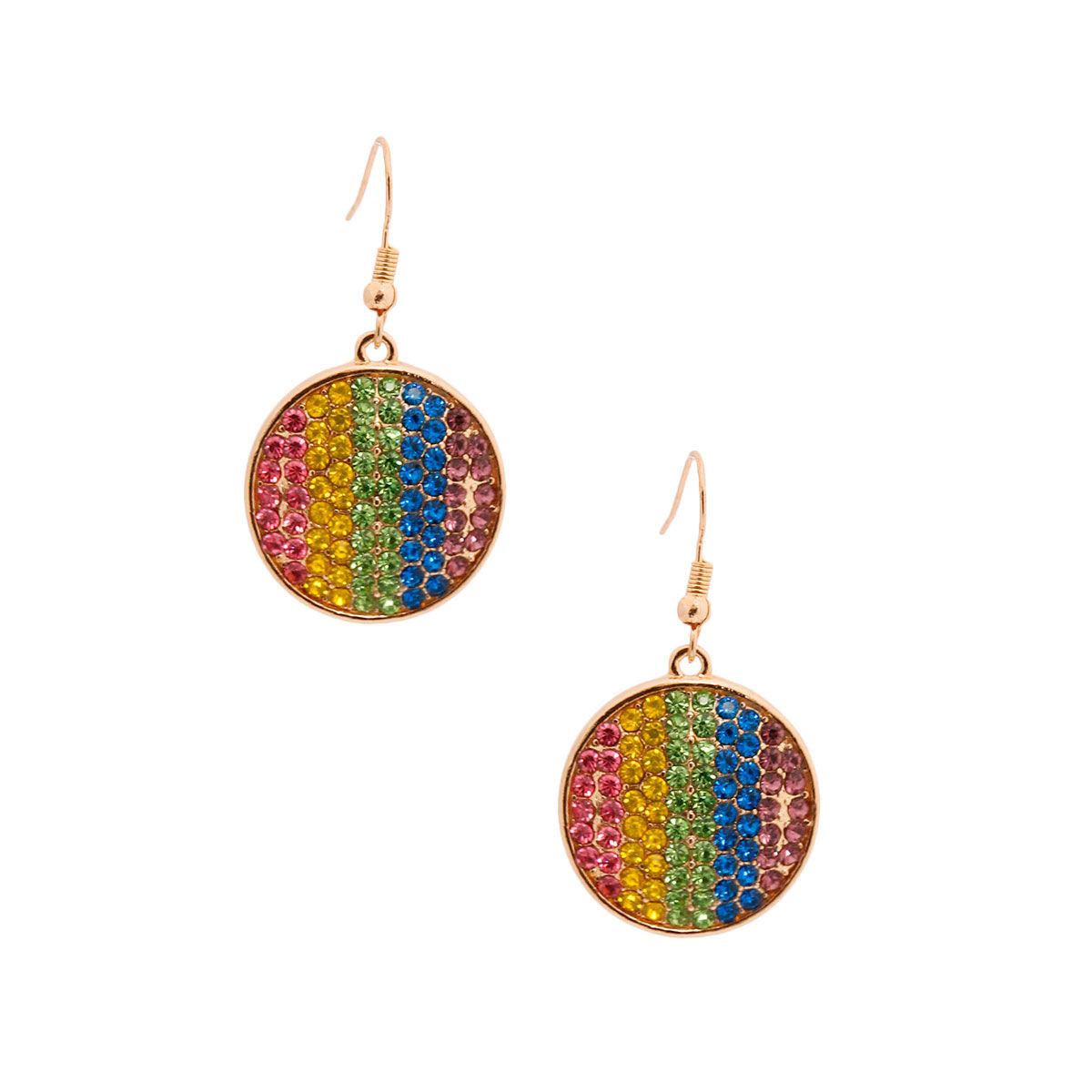 Rainbow Stripe Disc Earrings|1.5 inches - Premium Wholesale Jewelry from Pinktown - Just $8! Shop now at chiquestyles