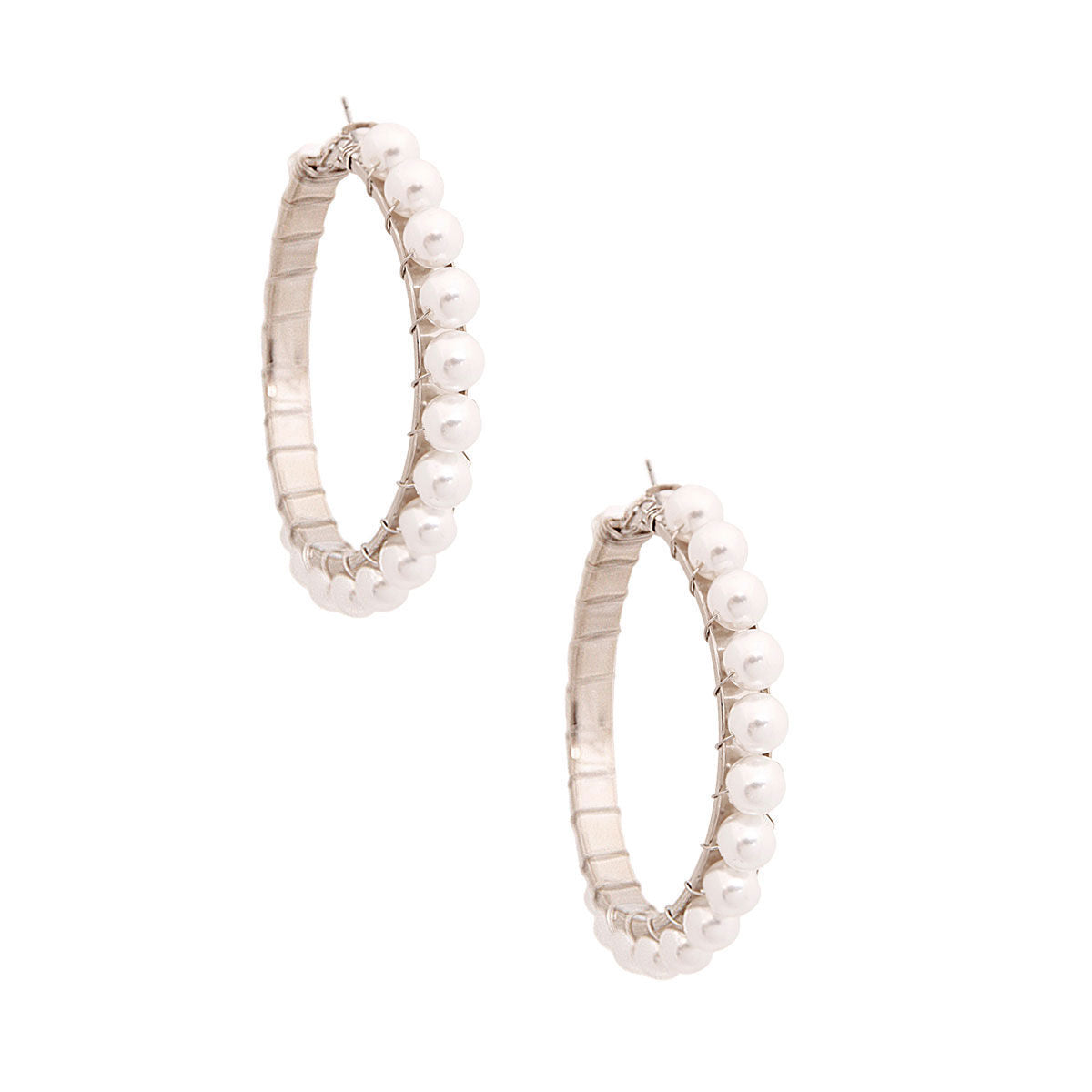 White Wire Wrapped 3 inch Hoops|3 inches - Premium Wholesale Jewelry from Pinktown - Just $10! Shop now at chiquestyles