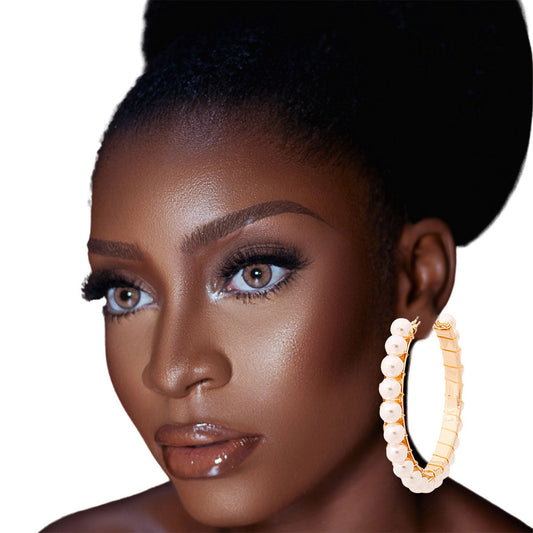 Cream Wire Wrapped Hoops|2.5 inches - Premium Wholesale Jewelry from Pinktown - Just $9! Shop now at chiquestyles