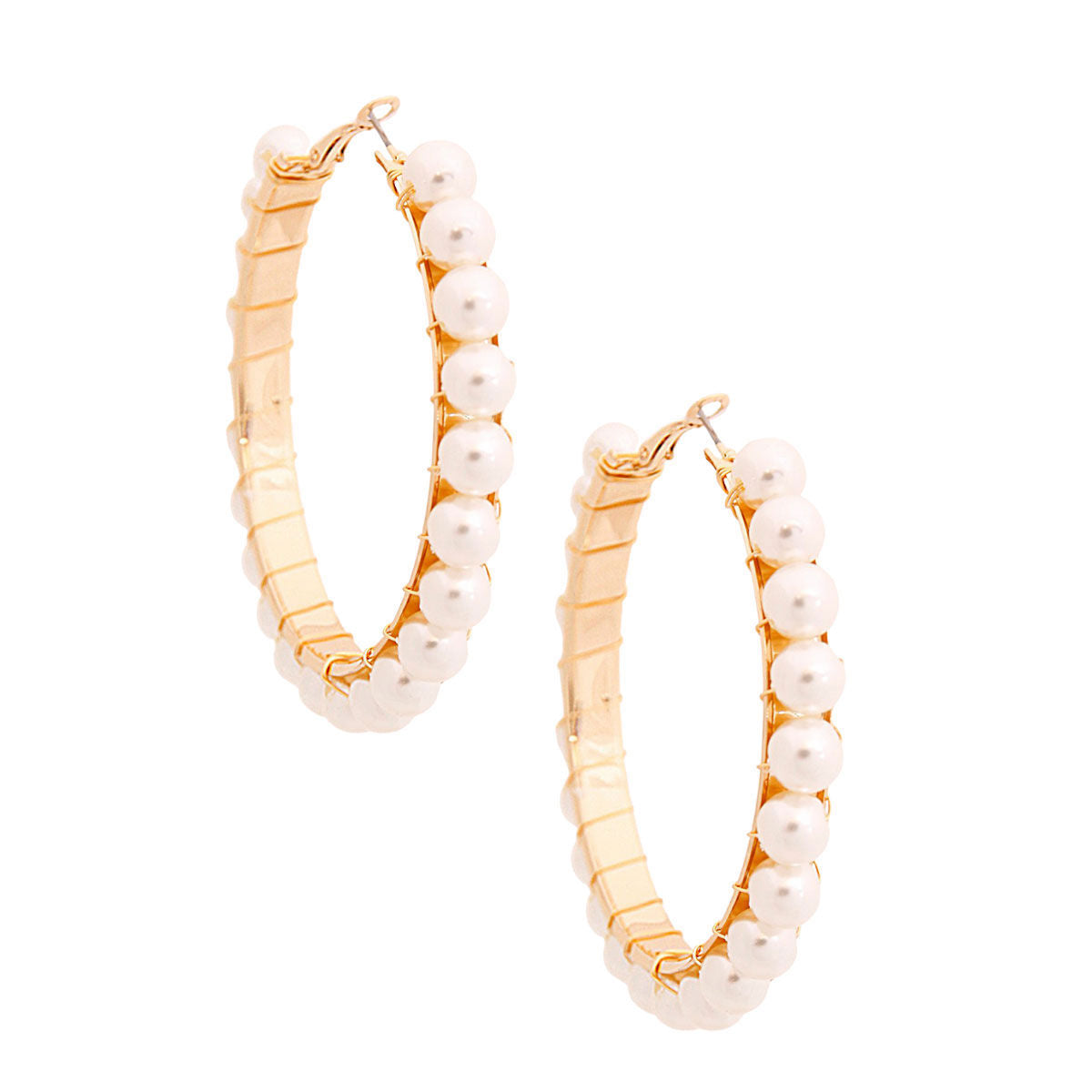 Cream Wire Wrapped Hoops|2.5 inches - Premium Wholesale Jewelry from Pinktown - Just $9! Shop now at chiquestyles