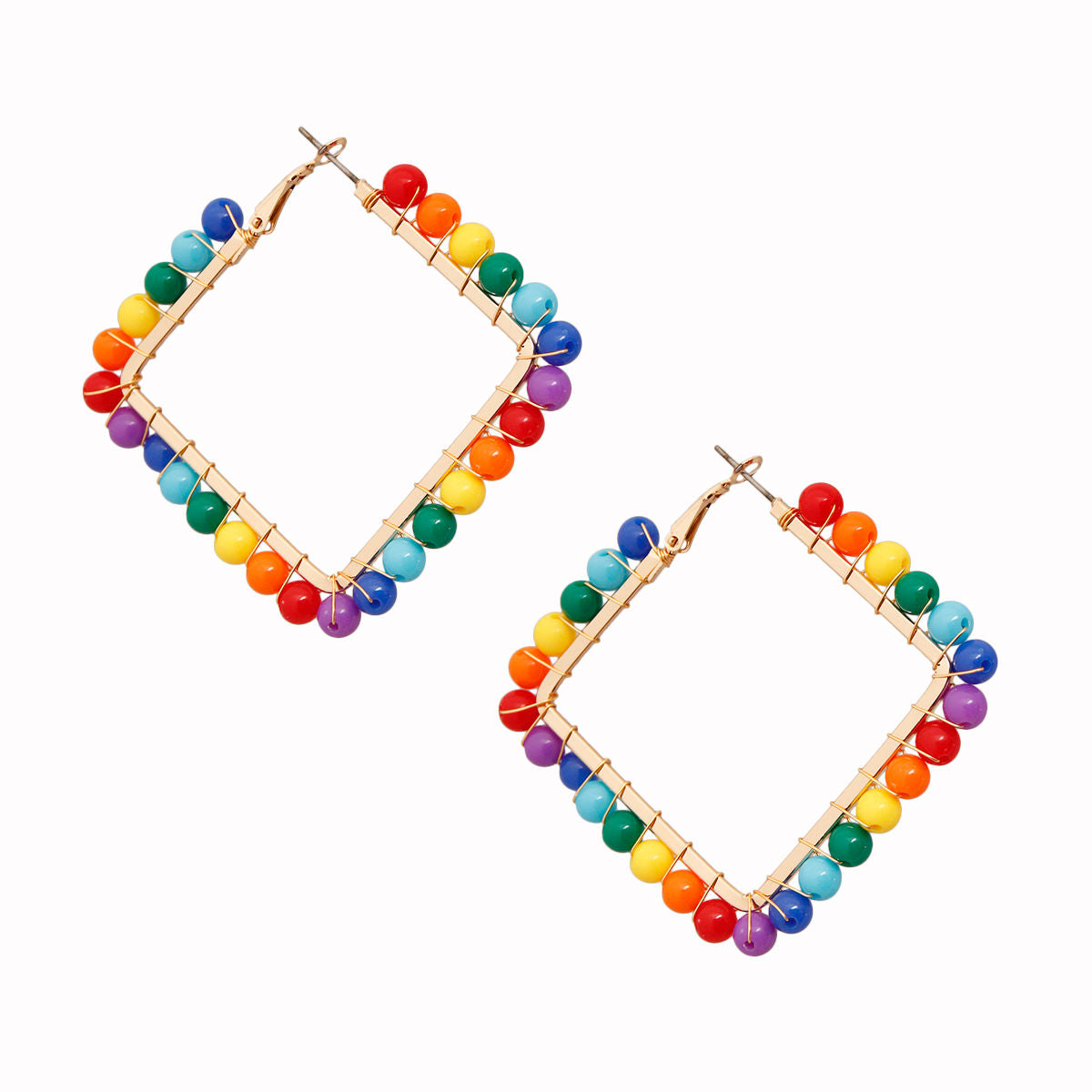Square Rainbow Bead Earrings|2.25 inches - Premium Wholesale Jewelry from Pinktown - Just $9! Shop now at chiquestyles