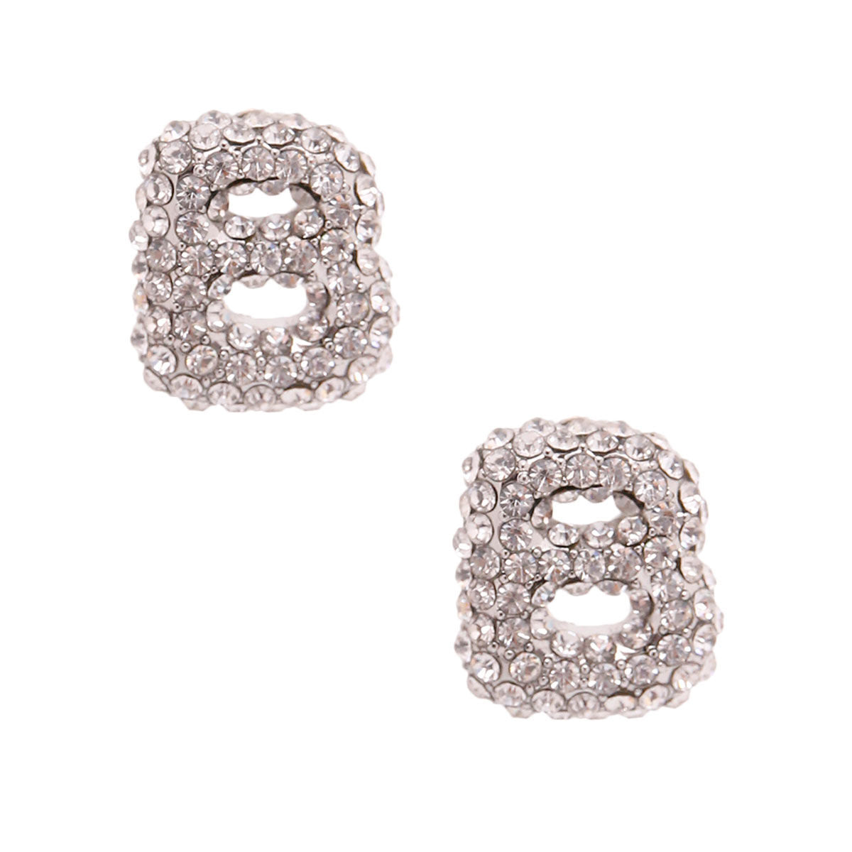 B Rhinestone Silver Studs|0.85 inches - Premium Wholesale Jewelry from Pinktown - Just $11! Shop now at chiquestyles