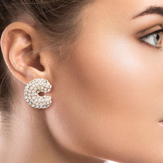 C Initial Rhinestone Studs|.85 inches - Premium Wholesale Jewelry from Pinktown - Just $11! Shop now at chiquestyles