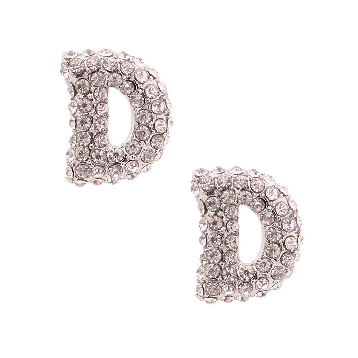 D Rhinestone Silver Studs|0.85 inches - Premium Wholesale Jewelry from Pinktown - Just $11! Shop now at chiquestyles