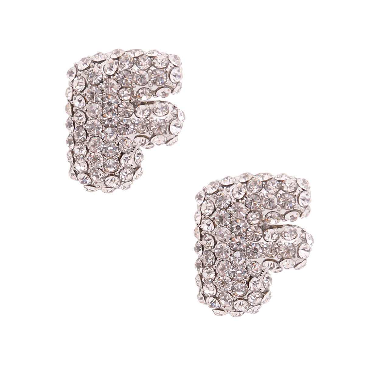 F Rhinestone Silver Studs|0.85 inches - Premium Wholesale Jewelry from Pinktown - Just $11! Shop now at chiquestyles