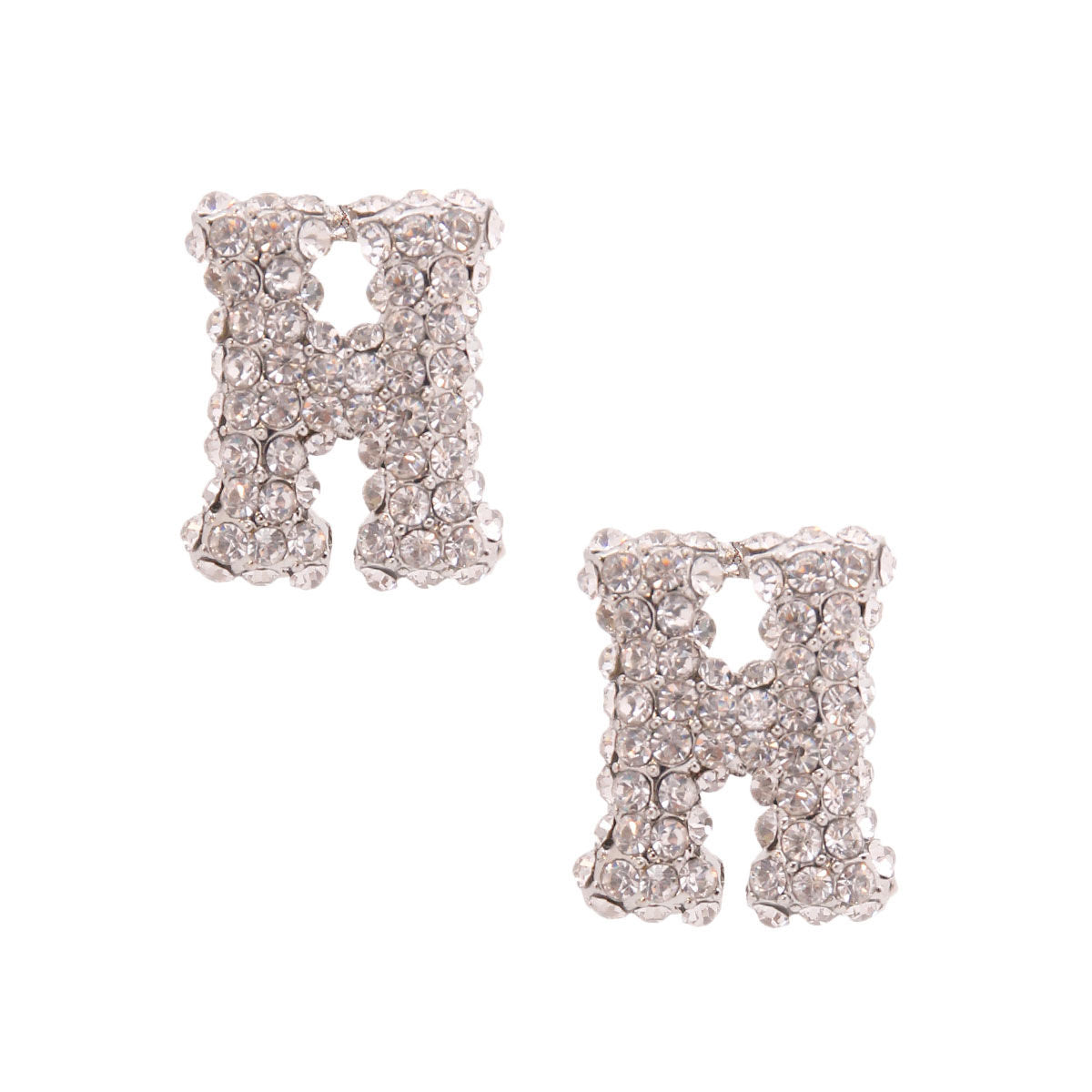 H Rhinestone Silver Studs|0.85 inches - Premium Wholesale Jewelry from Pinktown - Just $11! Shop now at chiquestyles