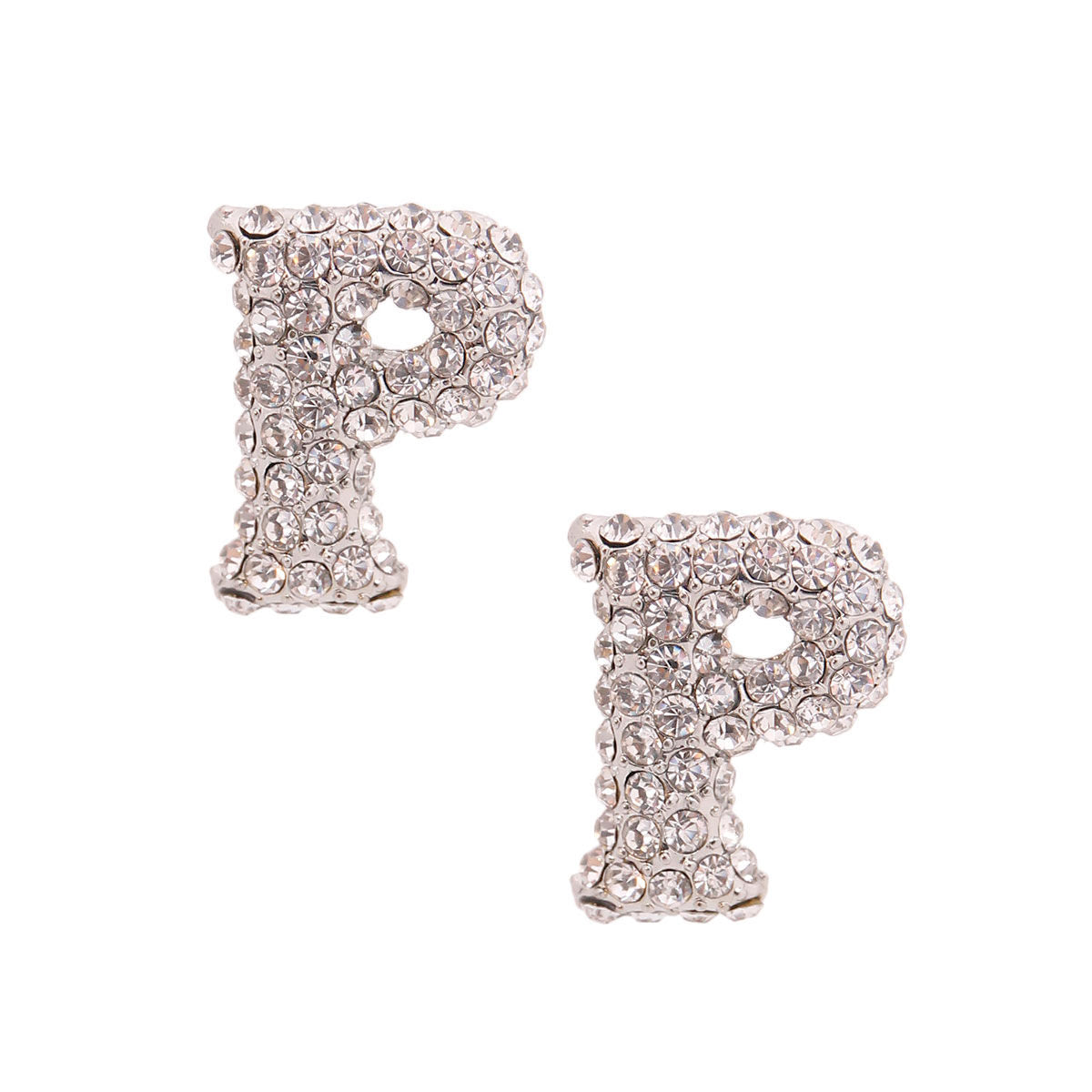 P Rhinestone Silver Studs|0.85 inches - Premium Wholesale Jewelry from Pinktown - Just $11! Shop now at chiquestyles