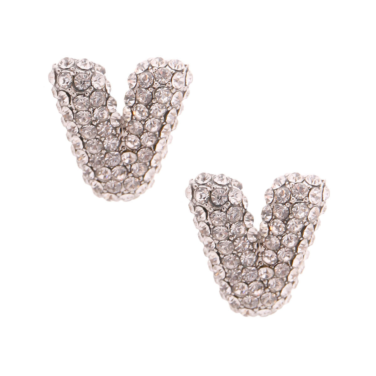 V Rhinestone Silver Studs|0.85 inches - Premium Wholesale Jewelry from Pinktown - Just $11! Shop now at chiquestyles