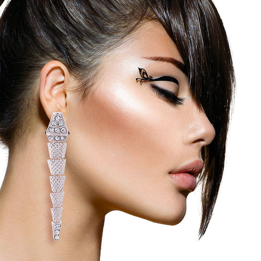 Silver Dangling Snake Earrings|3.5 inches - Premium Wholesale Jewelry from Pinktown - Just $10! Shop now at chiquestyles