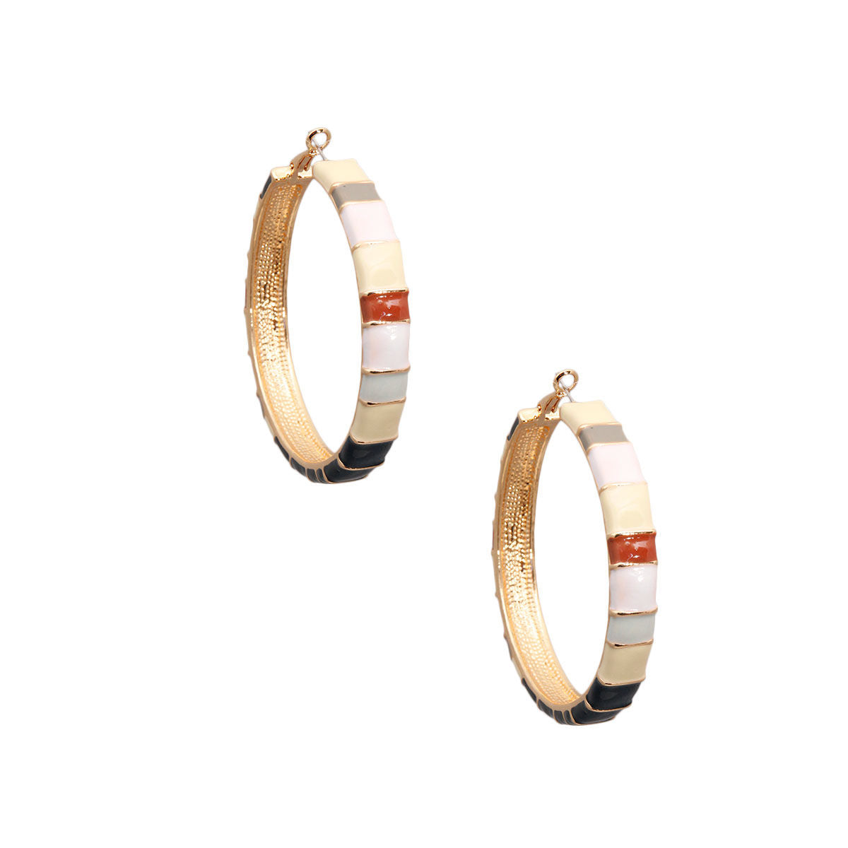 Black Color Block Hoops|2.65 inches - Premium Wholesale Jewelry from Pinktown - Just $15! Shop now at chiquestyles