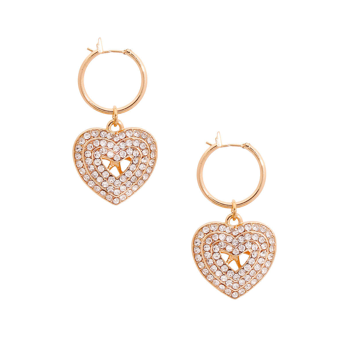 Gold Concentric Heart Hoops|2 inches - Premium Wholesale Jewelry from Pinktown - Just $10! Shop now at chiquestyles