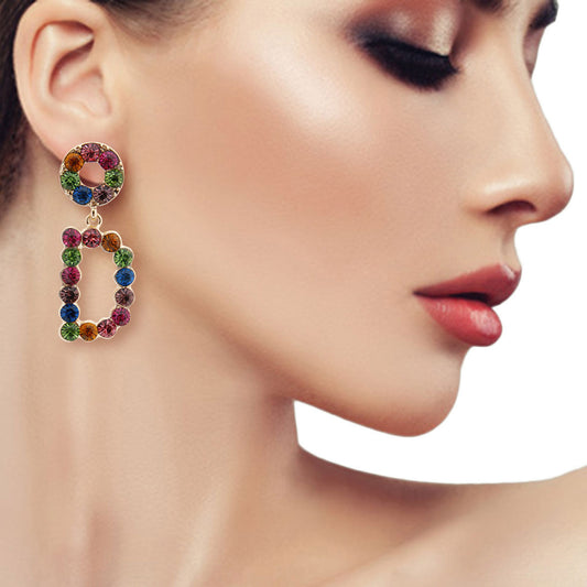 Multi Color Dangling D Earrings|2 inches - Premium Wholesale Jewelry from Pinktown - Just $9! Shop now at chiquestyles