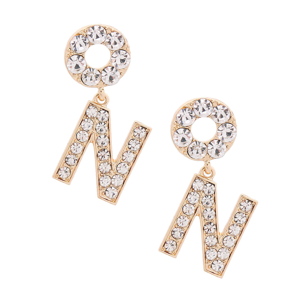 Gold Dangling N Designer Earrings|1.75 inches - Premium Wholesale Jewelry from Pinktown - Just $9! Shop now at chiquestyles