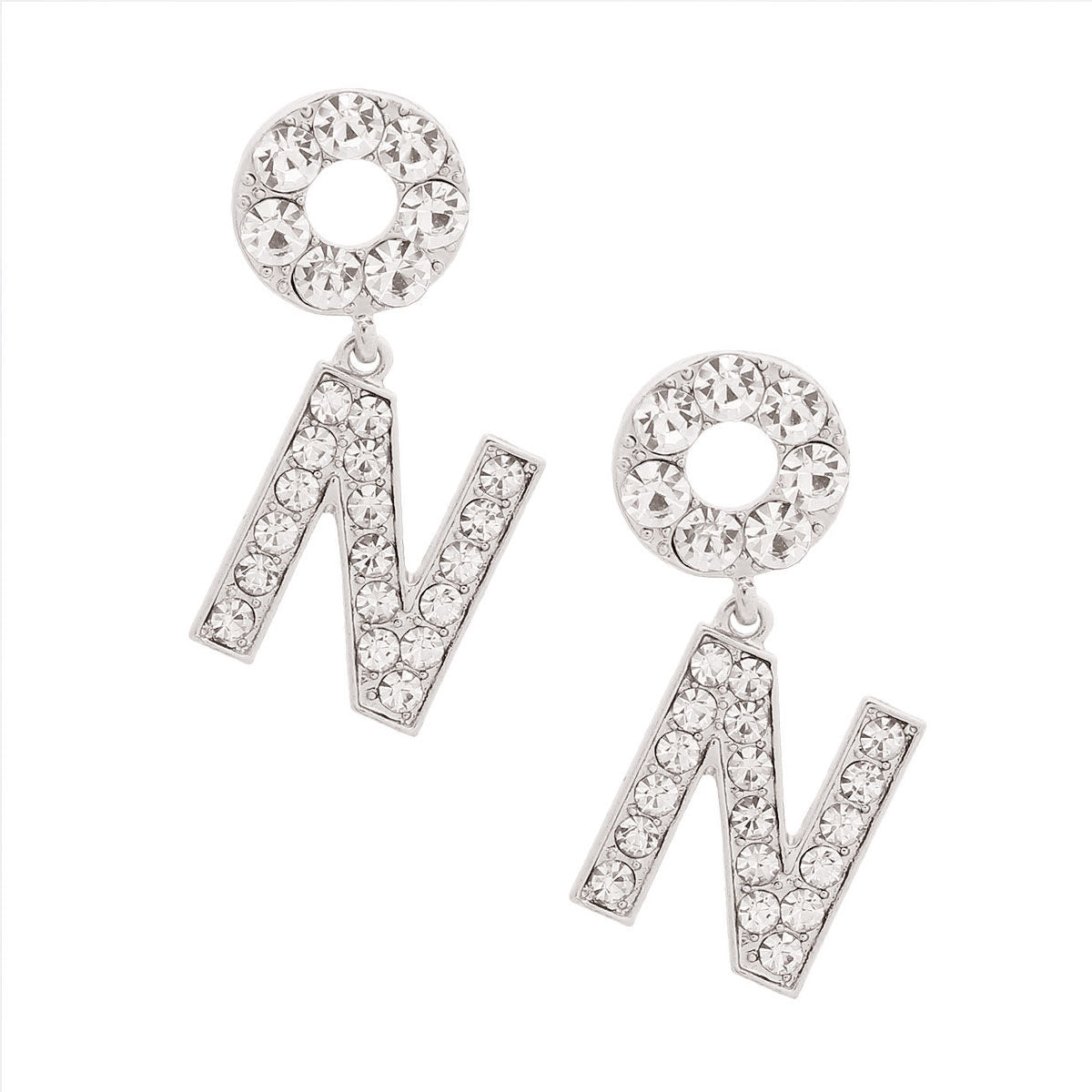 Silver Dangling N Designer Earrings|1.75 inches - Premium Wholesale Jewelry from Pinktown - Just $9! Shop now at chiquestyles
