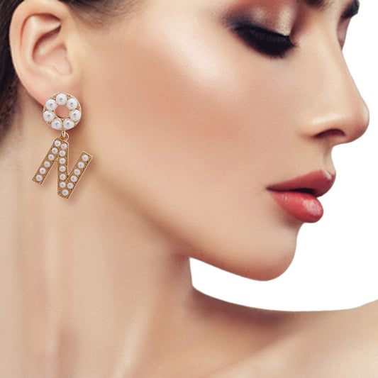 Cream Dangling N Designer Earrings|1.75 inches - Premium Wholesale Jewelry from Pinktown - Just $9! Shop now at chiquestyles