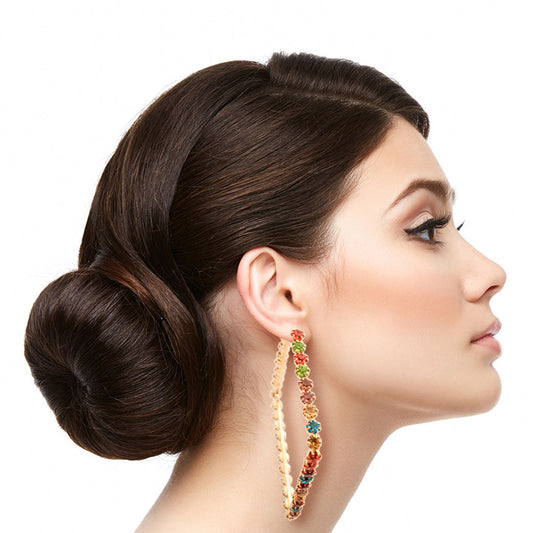 Multi Color Diamond Shape Hoops|4 inches - Premium Wholesale Jewelry from Pinktown - Just $14! Shop now at chiquestyles