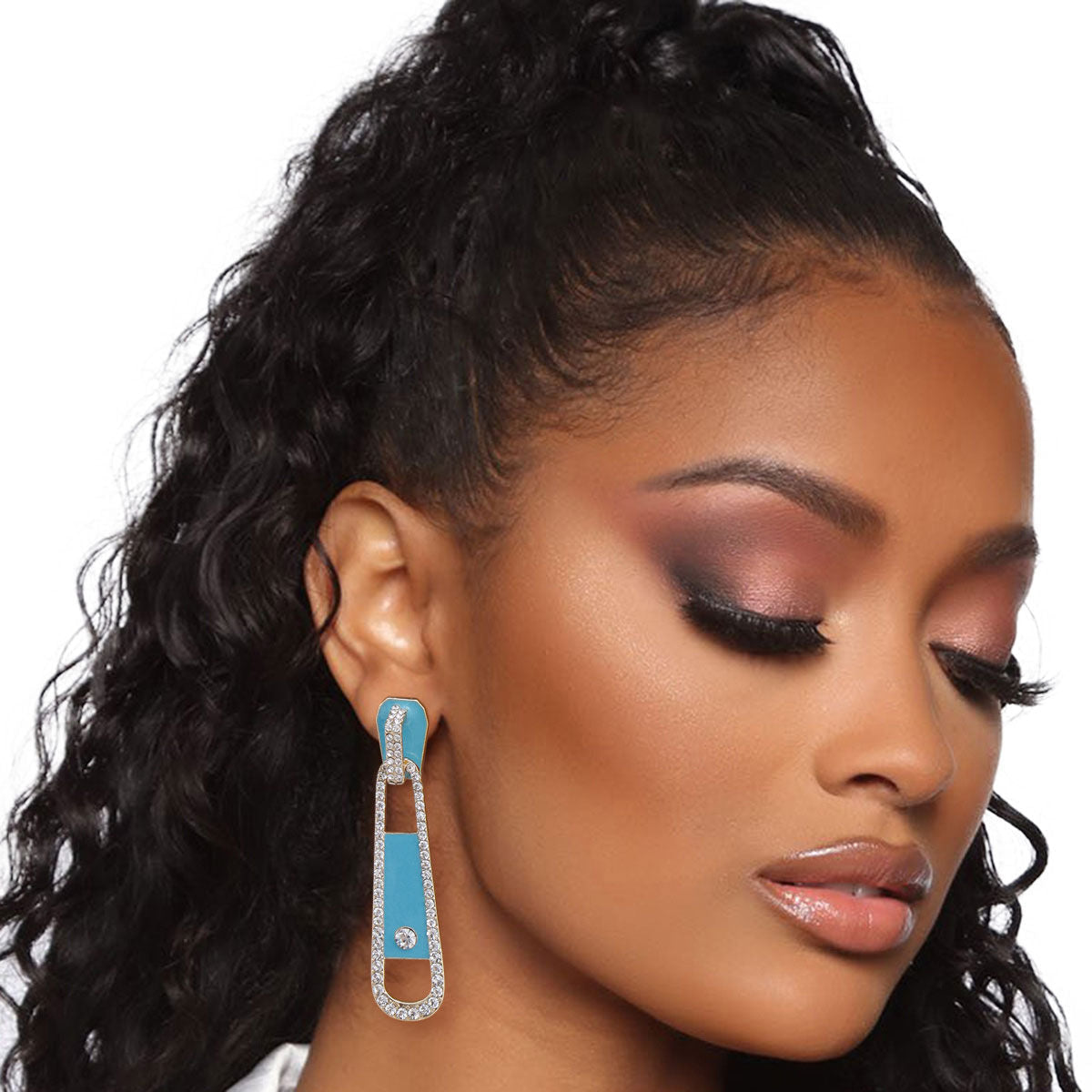 Blue Zipper Drop Earrings|3 inches - Premium Wholesale Jewelry from Pinktown - Just $11! Shop now at chiquestyles