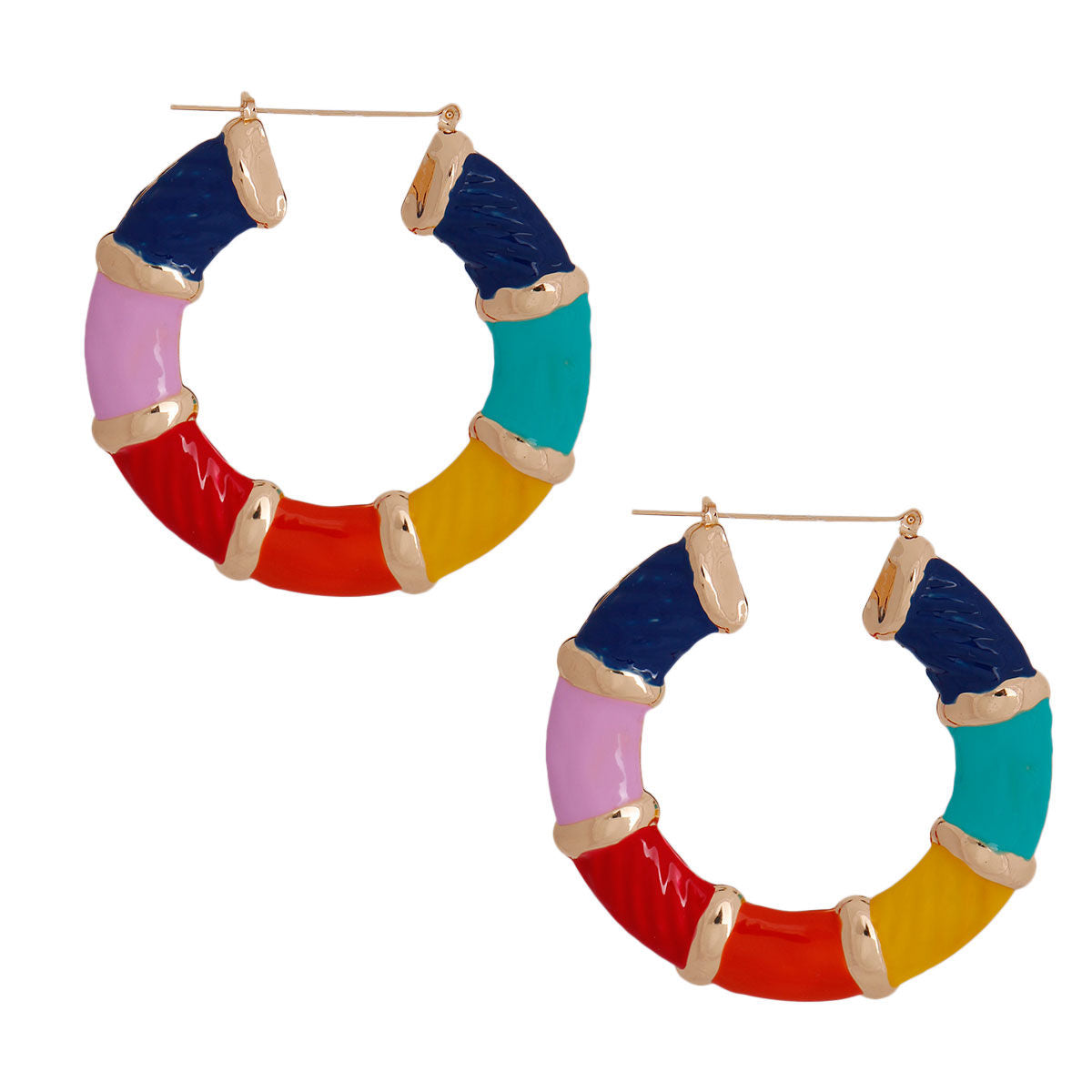 Rainbow Wide Bamboo Hoops - Premium Wholesale Jewelry from Pinktown - Just $12! Shop now at chiquestyles