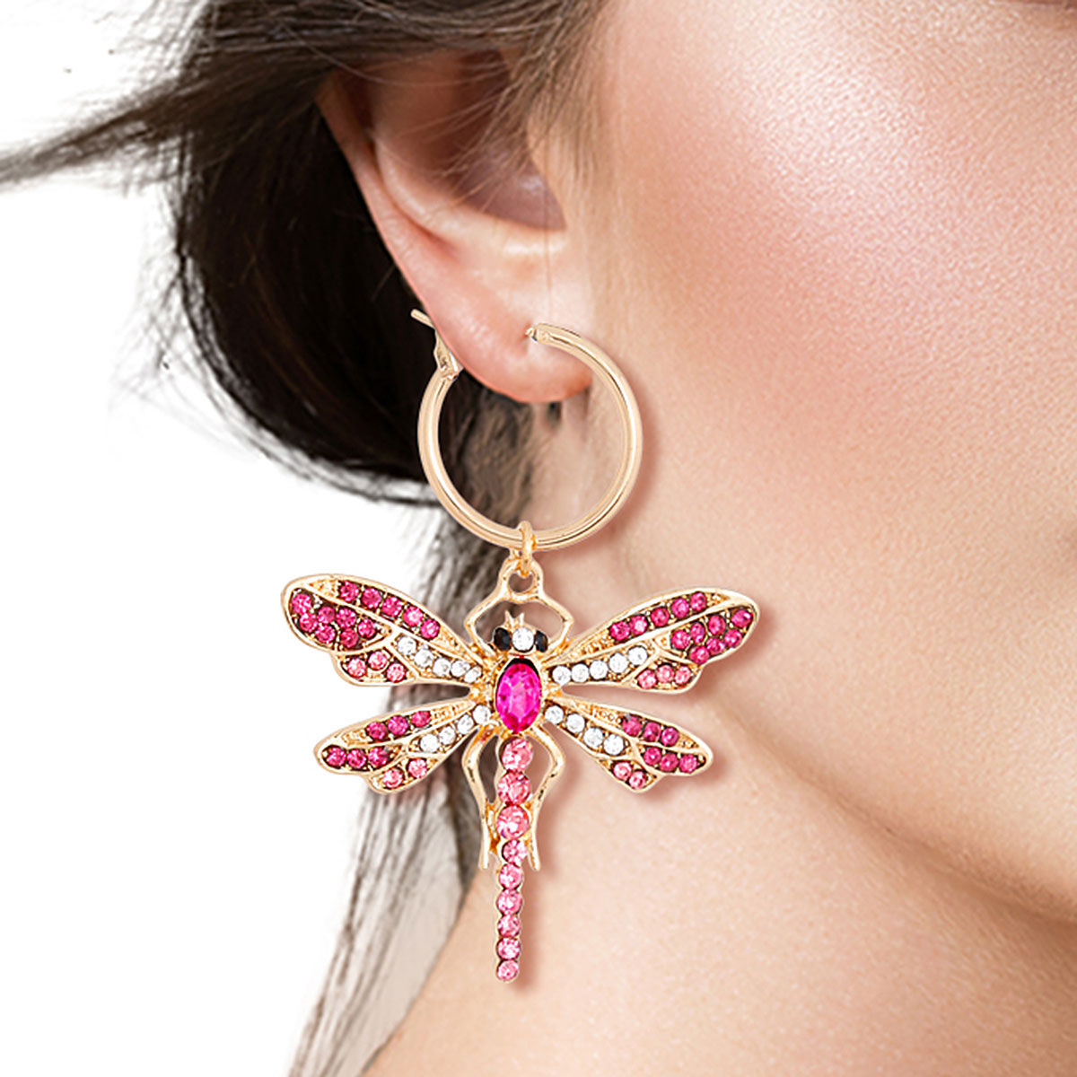 Pink Dragonfly Baby Hoops|2.25 x 1.75 inches - Premium Wholesale Jewelry from Pinktown - Just $16! Shop now at chiquestyles