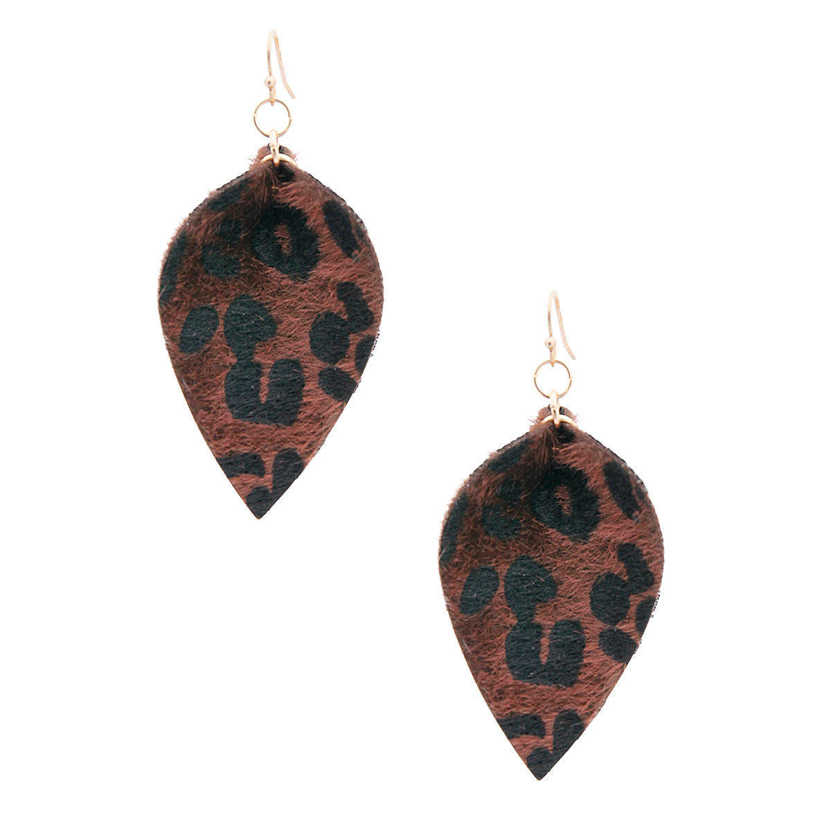 Small Brown Leopard Fur Leaf Earrings|2.25 inches - Premium Wholesale Jewelry from Pinktown - Just $8! Shop now at chiquestyles
