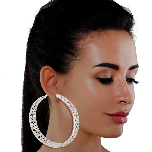 Silver Filigree Casting Hoops|3 inches - Premium Wholesale Jewelry from Pinktown - Just $13! Shop now at chiquestyles