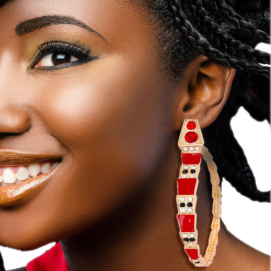 Luxury Red 3D Snake Wrap Hoops|3.75 inches - Premium Wholesale Jewelry from Pinktown - Just $15! Shop now at chiquestyles