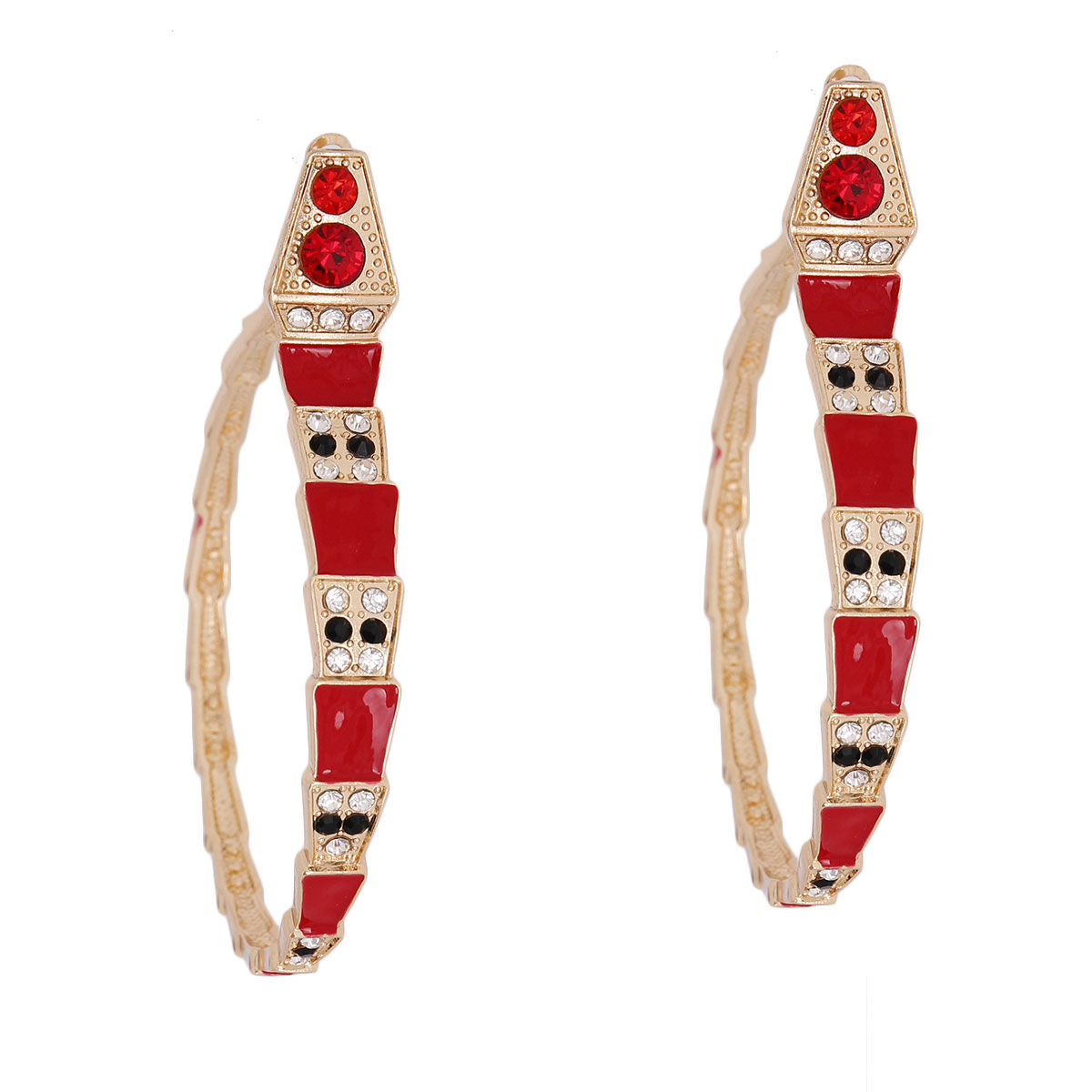 Luxury Red 3D Snake Wrap Hoops|3.75 inches - Premium Wholesale Jewelry from Pinktown - Just $14! Shop now at chiquestyles