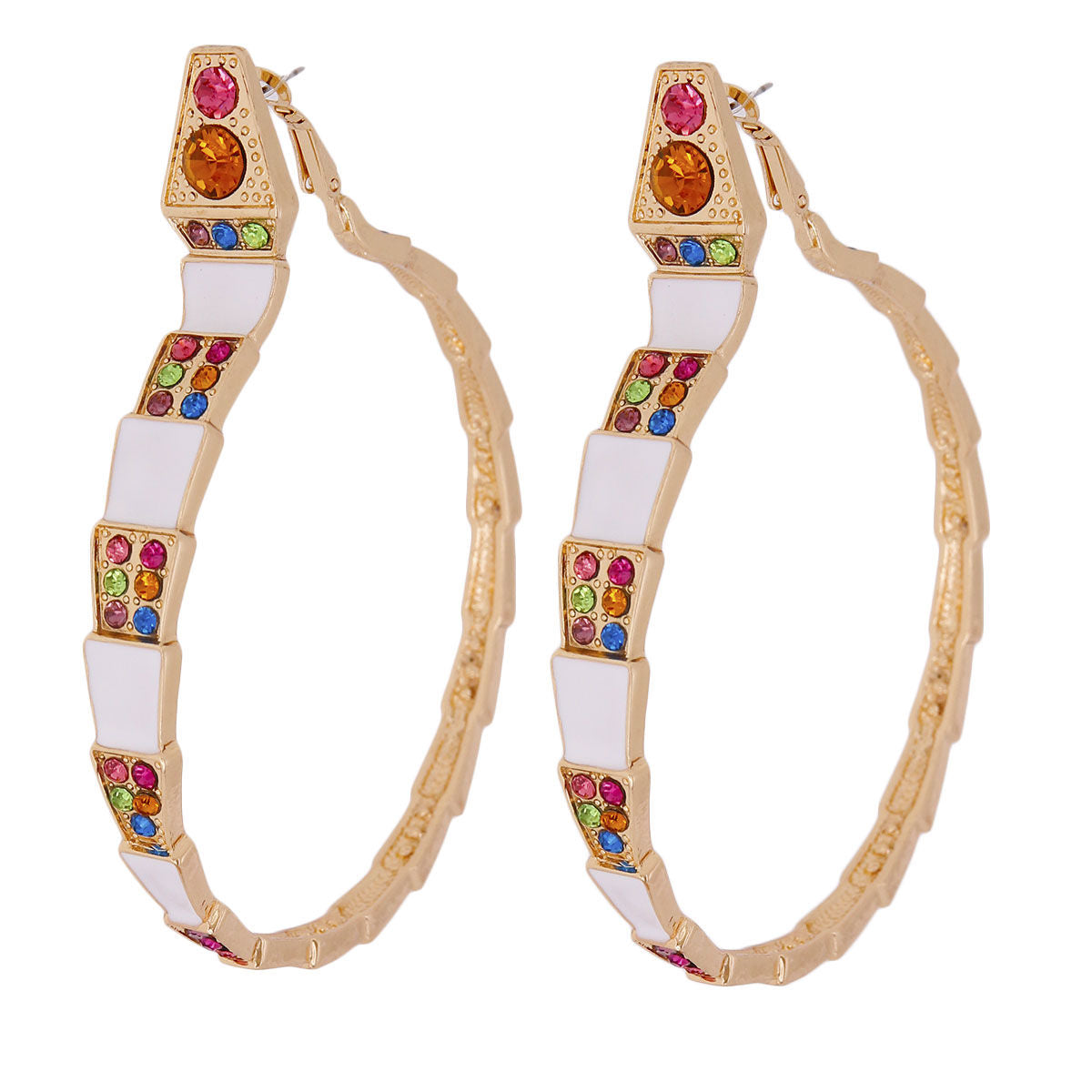 Luxury White 3D Snake Wrap Hoops|3.75 inches - Premium Wholesale Jewelry from Pinktown - Just $15! Shop now at chiquestyles