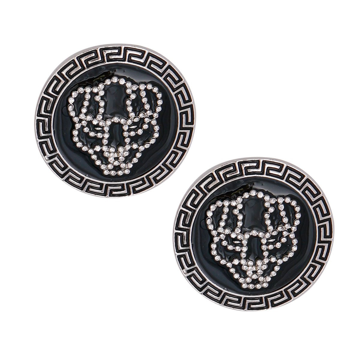 Silver Tiger Greek Medallion Studs|1.45 inches - Premium Wholesale Jewelry from Pinktown - Just $15! Shop now at chiquestyles