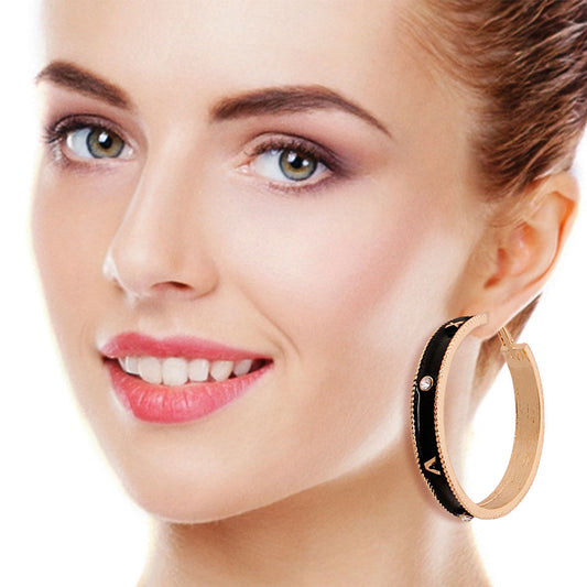 Black Roman Numeral Casting Hoops|2.25 inches - Premium Wholesale Jewelry from Pinktown - Just $15! Shop now at chiquestyles