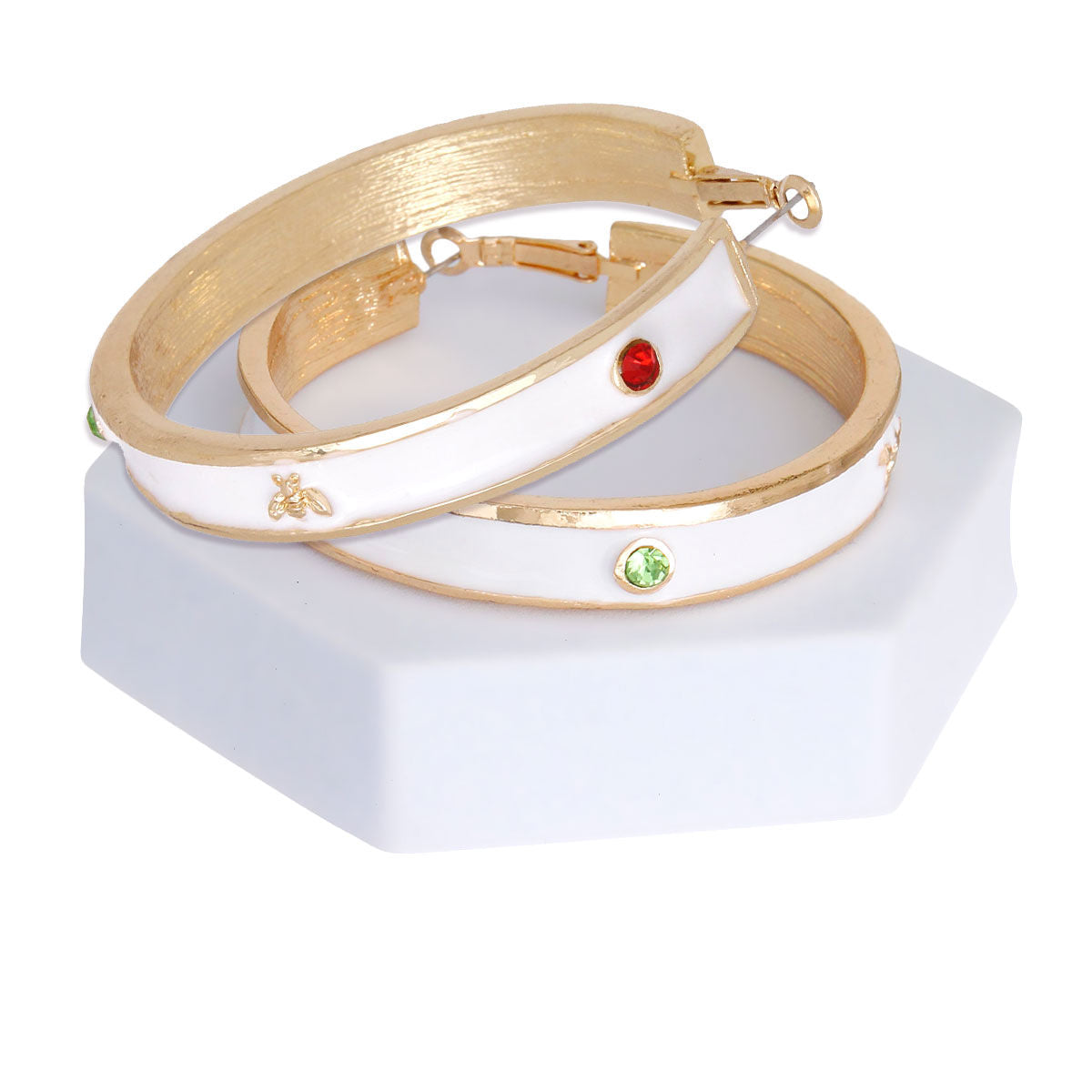 White Bee Casting Hoops|2.25 inches - Premium Wholesale Jewelry from Pinktown - Just $15! Shop now at chiquestyles