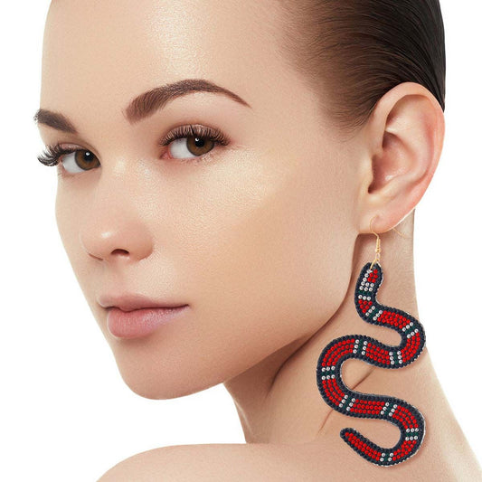 Red Snake Sticker Earrings|4 inches - Premium  from Pinktown - Just $12! Shop now at chiquestyles
